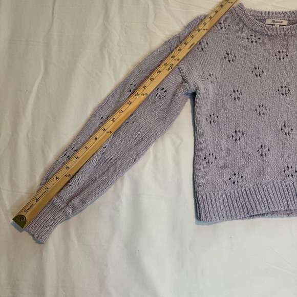Madewell Purple Floral Pointelle Crew Neck Sweater 100% Cotton Womens Small - Picture 5 of 8